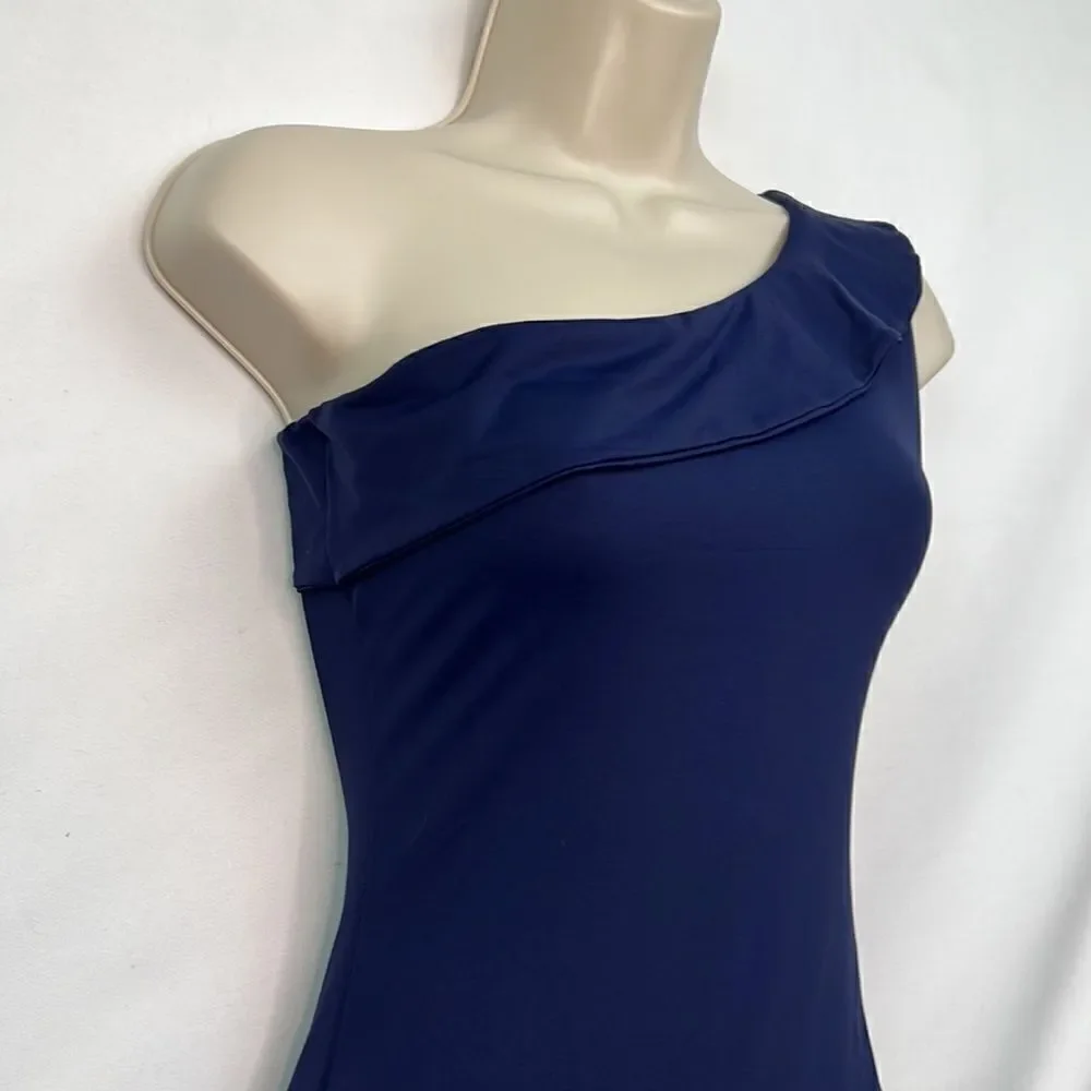 G. Label Gwyneth Paltrow Navy Blue one shoulder swimsuit size small NWOT